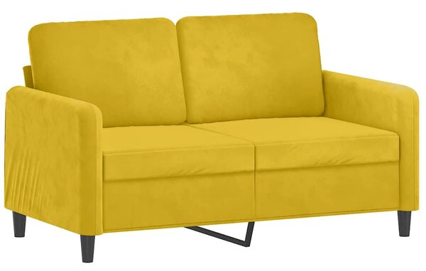2místná pohovka s polštáři žlutá 120 cm samet 3200877