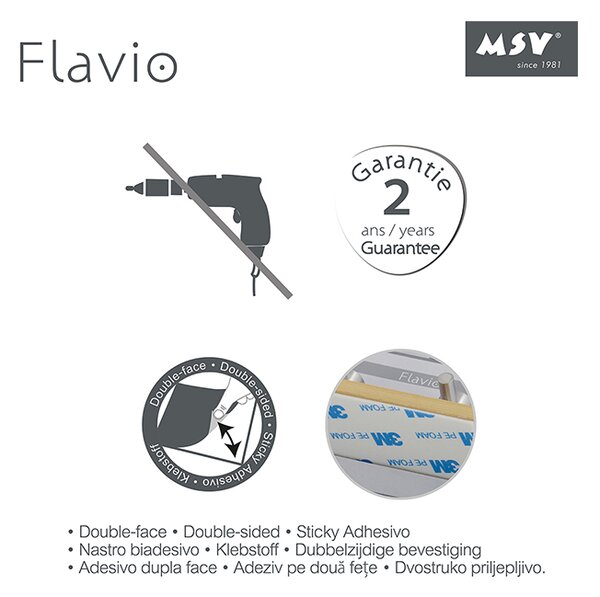 MSV samolepící háček na dva ručníky FLAVIO, bambus, nerez ocel, 90 x 31 x 45 mm