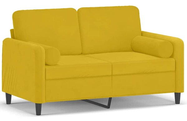 2místná pohovka s polštáři žlutá 120 cm samet 3200877