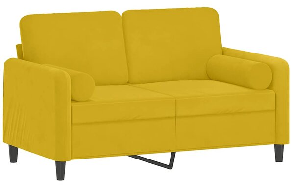 2místná pohovka s polštáři žlutá 120 cm samet 3200877
