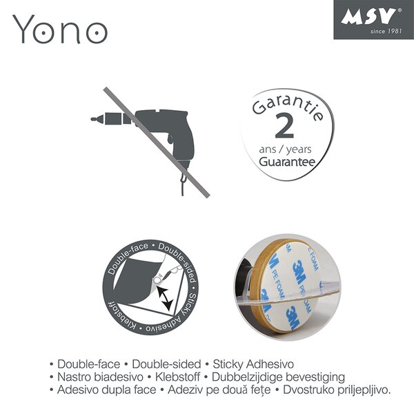 MSV samolepící háček YONO, černý, bambus, ocel, 48 x 36 mm