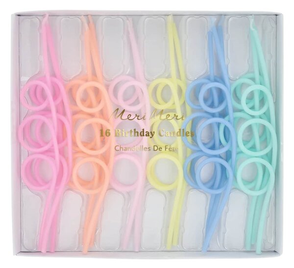 Dortové svíčky Pastel loopy – 16 ks