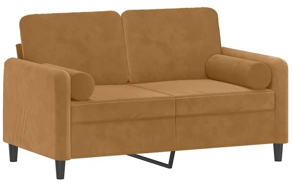 2místná pohovka s polštáři hnědá 120 cm samet 3200878