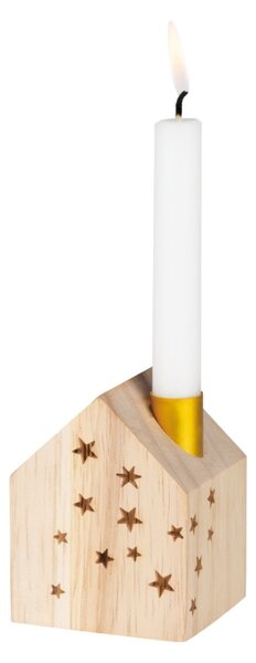 Dřevěný svícen domeček Stars