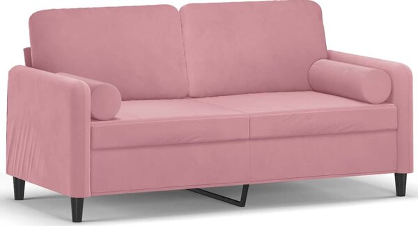 2místná pohovka s polštáři růžová 140 cm samet 3200884