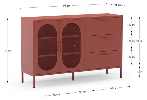 Komoda v cihlové barvě 140x90 cm Diora – Marckeric