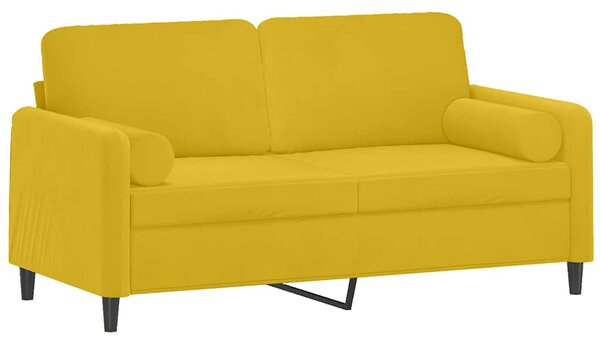 2místná pohovka s polštáři žlutá 140 cm samet 3200887