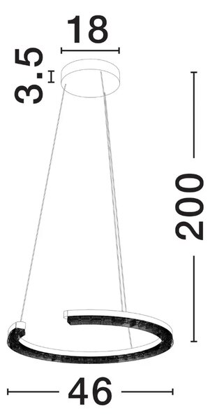 Nova Luce Zlaté kovové závěsné LED světlo Gleamy 46 cm