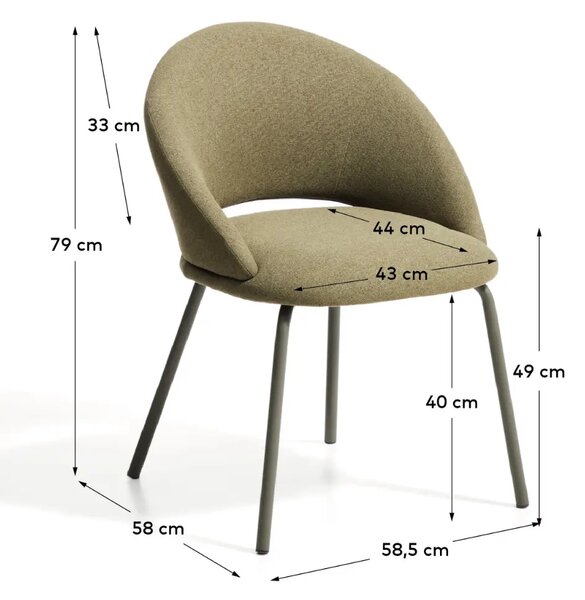 Kave Home Zelená čalouněná jídelní židle Bonali