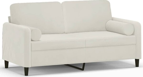2místná pohovka s polštáři krémová 140 cm samet 3200889
