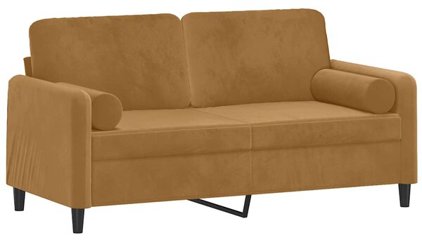 2místná pohovka s polštáři hnědá 140 cm samet 3200888