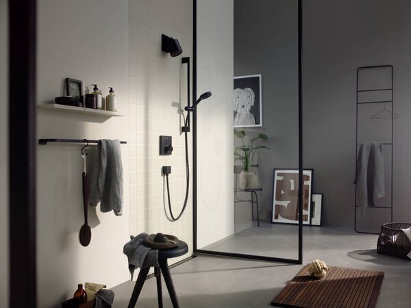 Hansgrohe Pulsify Select S Sprchová sada 105 3jet Relaxation EcoSmart se sprchovou tyčí 65 cm, matná černá 24161670