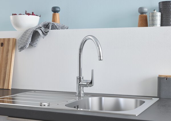 GROHE K200 - Dřez z nerezové oceli s odtokem, nerez ocel, kartáčovaná 31552SD1