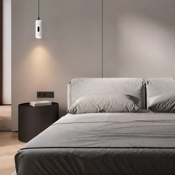 Nova Luce Bílé kovové závěsné LED světlo Holm 7 cm