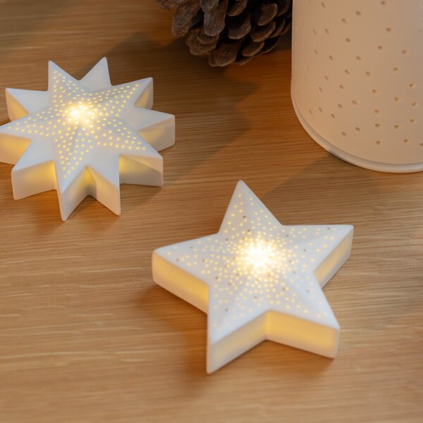 Vánoční porcelánová LED dekorace Double Star