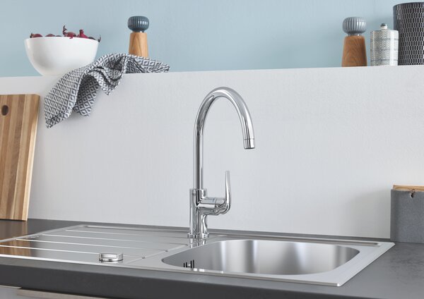 GROHE K200 - Dřez z nerezové oceli s odtokem, nerez ocel, kartáčovaná 31552SD1