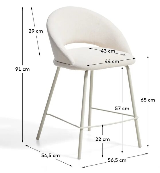 Kave Home Béžová čalouněná barová židle Bonali 65 cm