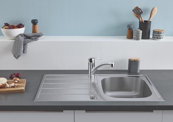 GROHE K200 - Dřez z nerezové oceli s odtokem, nerez ocel, kartáčovaná 31552SD1
