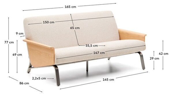 Béžová žinylková pohovka 165 cm Amsen – Kave Home