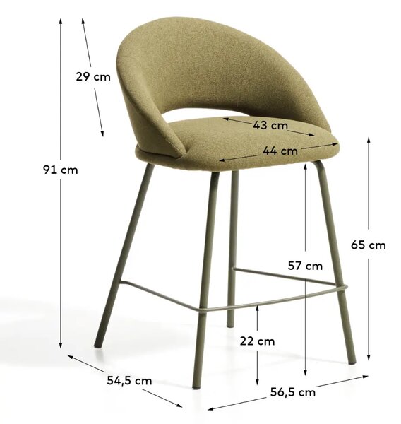 Zelená čalouněná barová židle Kave Home Bonali 65 cm