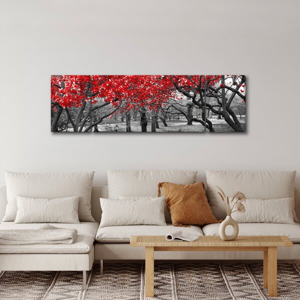 Obraz - Červené stromy, Central Park, New York (170x50 cm)