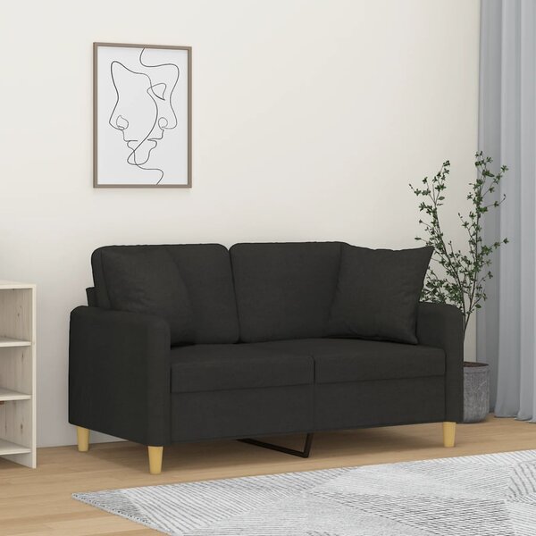 2místná pohovka s polštáři černá 120 cm textil 3200905
