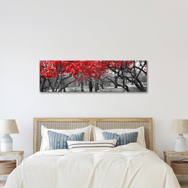 Obraz - Červené stromy, Central Park, New York (170x50 cm)
