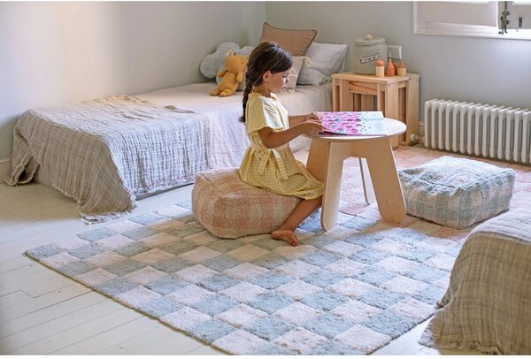 Světle růžovo-krémový pratelný ručně tkaný bavlněný koberec 120x160 cm Kitchen Tiles Rose – Lorena Canals