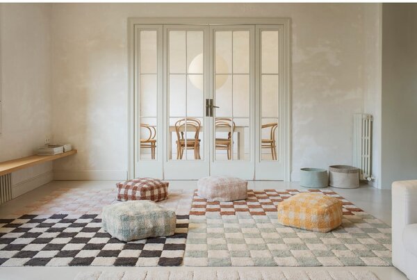 Světle růžovo-krémový pratelný ručně tkaný bavlněný koberec 120x160 cm Kitchen Tiles Rose – Lorena Canals