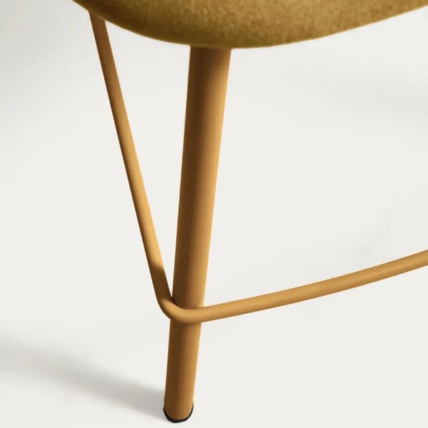 Kave Home Hořčicově žlutá čalouněná barová židle Bonali 65 cm