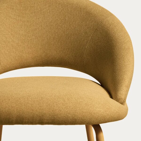 Kave Home Hořčicově žlutá čalouněná barová židle Bonali 65 cm
