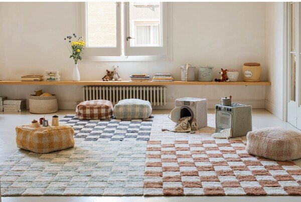 Světle růžovo-krémový pratelný ručně tkaný bavlněný koberec 120x160 cm Kitchen Tiles Rose – Lorena Canals