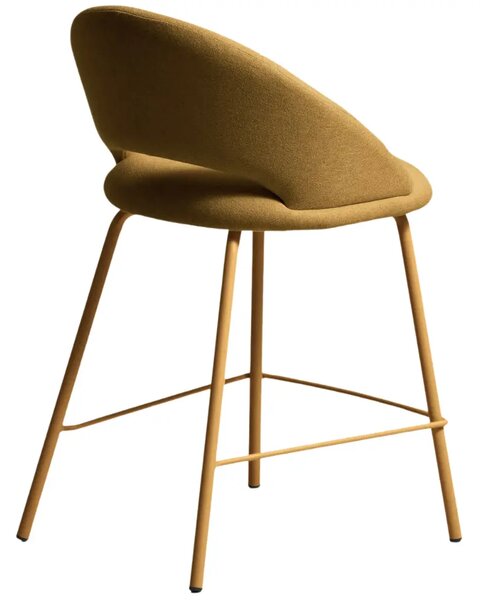 Kave Home Hořčicově žlutá čalouněná barová židle Bonali 65 cm