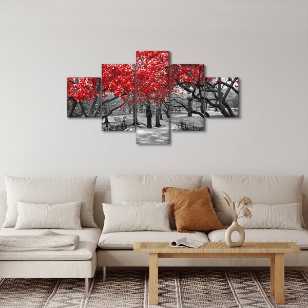 Obraz - Červené stromy, Central Park, New York (125x70 cm)