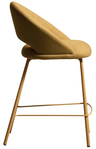 Kave Home Hořčicově žlutá čalouněná barová židle Bonali 65 cm