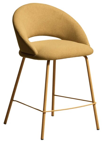 Kave Home Hořčicově žlutá čalouněná barová židle Bonali 65 cm