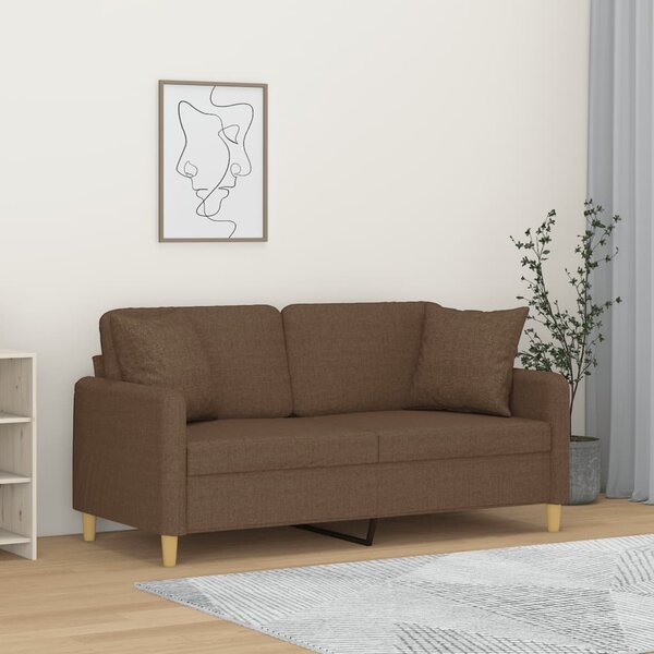2místná pohovka s polštáři hnědá 140 cm textil 3200912