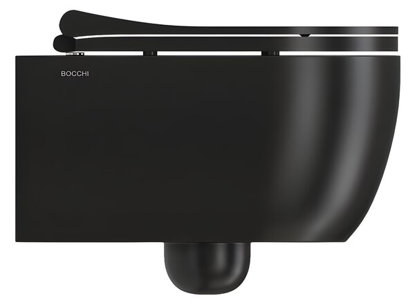 BOCCHI V-Tondo - WC závěsné 545x360 mm, Rimless + sedátko slim, Soft Close - SET, černá matná