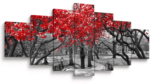 Obraz - Červené stromy, Central Park, New York (210x100 cm)
