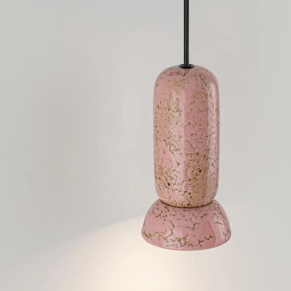 Nova Luce Růžové keramické závěsné světlo Parlo 11 cm