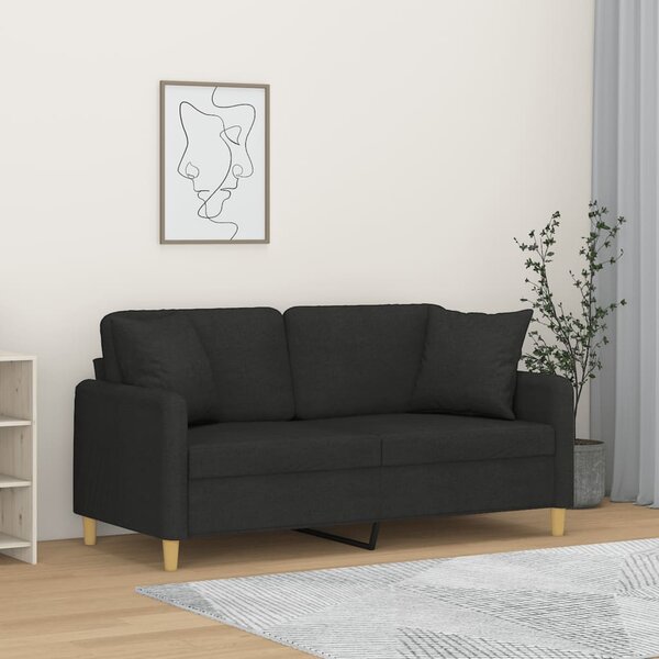 2místná pohovka s polštáři černá 140 cm textil 3200913