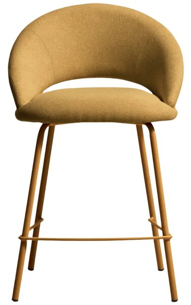 Kave Home Hořčicově žlutá čalouněná barová židle Bonali 65 cm