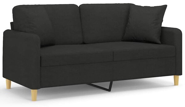 2místná pohovka s polštáři černá 140 cm textil 3200913