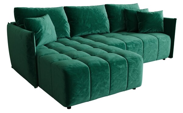 Rohová sedací souprava VELVETA - zelená, levý roh