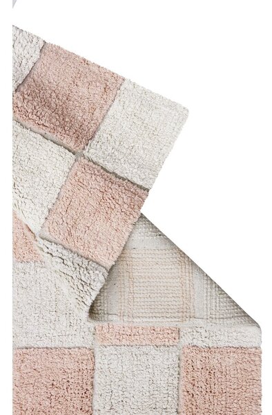 Světle růžovo-krémový pratelný ručně tkaný bavlněný koberec 120x160 cm Kitchen Tiles Rose – Lorena Canals