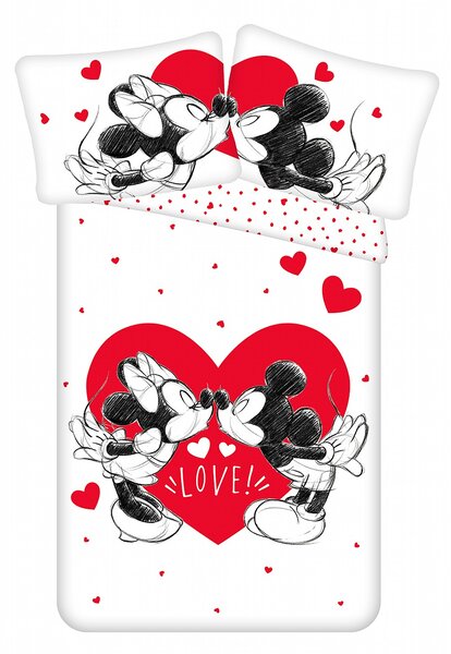 Dětské bavlněné povlečení s obrázkem pohádkových postaviček Mickeyho a Minnie "Love 05". Rozměr povlečení je 140x200 70x90 cm