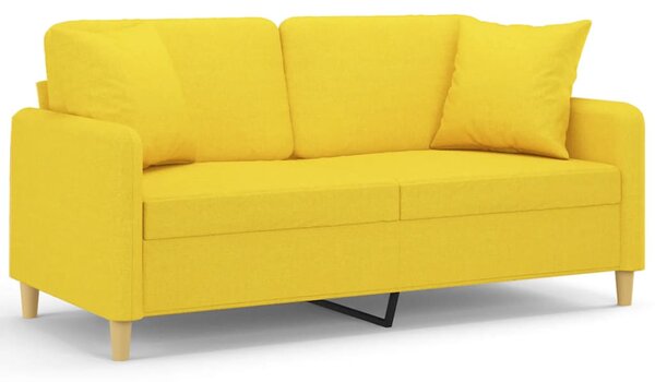2místná pohovka s polštáři světle žlutá 140 cm textil 3200914
