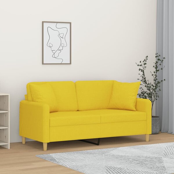 2místná pohovka s polštáři světle žlutá 140 cm textil 3200914