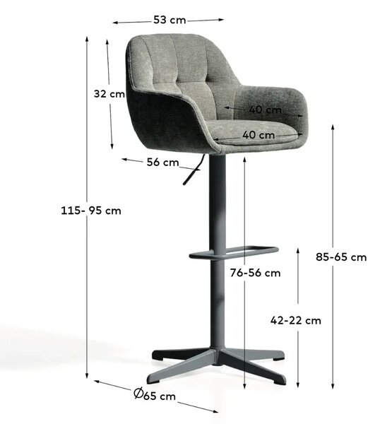 Kave Home Tmavě zelená otočná barová židle Dorina 65-85 cm