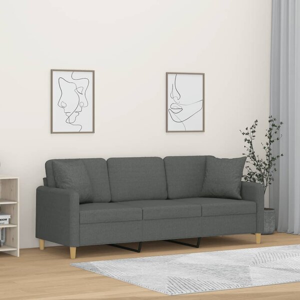 3místná pohovka s polštáři tmavě šedá 180 cm textil 3200918